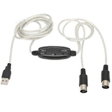USB to MIDI Cable Converter 16 Channels PC to Synthesizer 2 in 1 MIDI Cord Adapter for Windows Computer