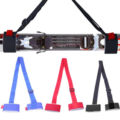 (Red) Ski Shoulder Strap Hand-held Double Snowboard Strap Nylon EVA Strap Adjustable Multifunctional Belt Hand Handle Carrier