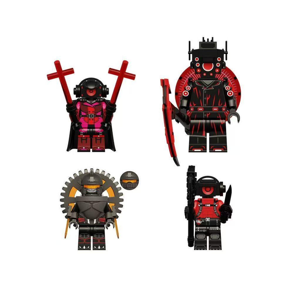 (4pcs-A) 8pcs Bucket Man and Surveillance Man vs. Astronomy Hunter Loudspeaker Mini Figure Set Fits Lego Toys-image-OPC-PJV7R9V-NEW