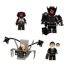 (4pcs-B) 8pcs Bucket Man and Surveillance Man vs. Astronomy Hunter Loudspeaker Mini Figure Set Toys
