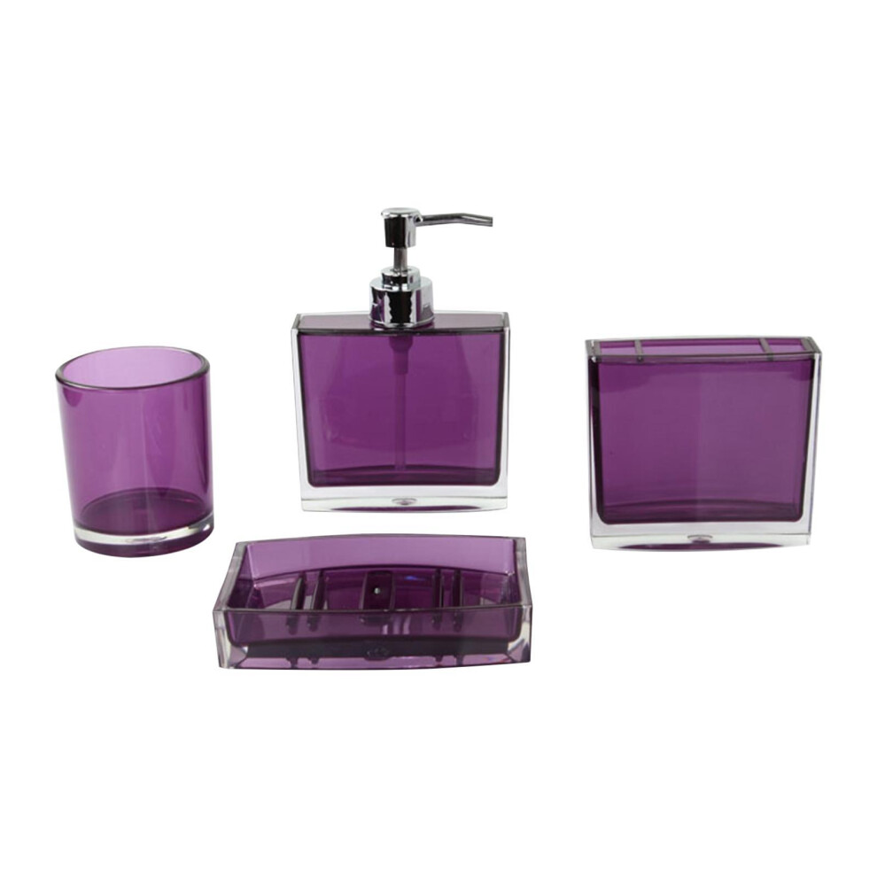 (Purple) Bathroom Essentials Soap Dispenser Lotion Bottle Toothbrush Cup Soap-image-OPC-PJV7TS5-NEW