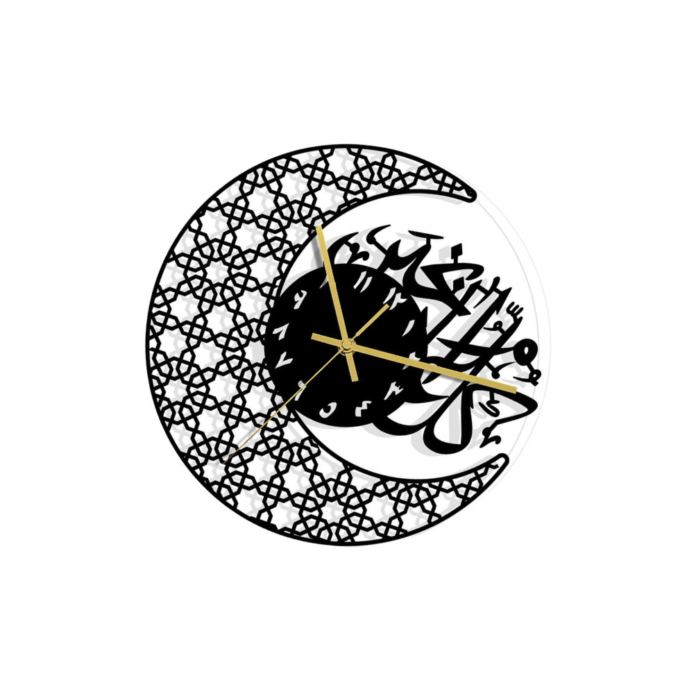 Living Room Acrylic Prayer Clocks Non Ticking Movement Black Mute-image-OPC-PJV7WDX-NEW