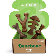 Benebone Indestructible Dog Chew Toy Gift Box for Aggressive Chewers with Wishbone, Fishbone, Stick & Zaggler, Long Las