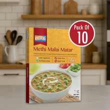 Ashoka Ready Meals – Methi Malai Matar 280g 10 (Pack of 10 | Fenugreek, Peas & Cream Curry | 100% Vegetarian)