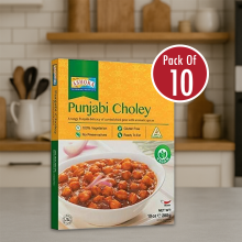 Ashoka Ready Meals – Punjabi Cholley 280g 10 (Pack of 10 | Spiced Chickpea Curry | 100% Vegetarian)