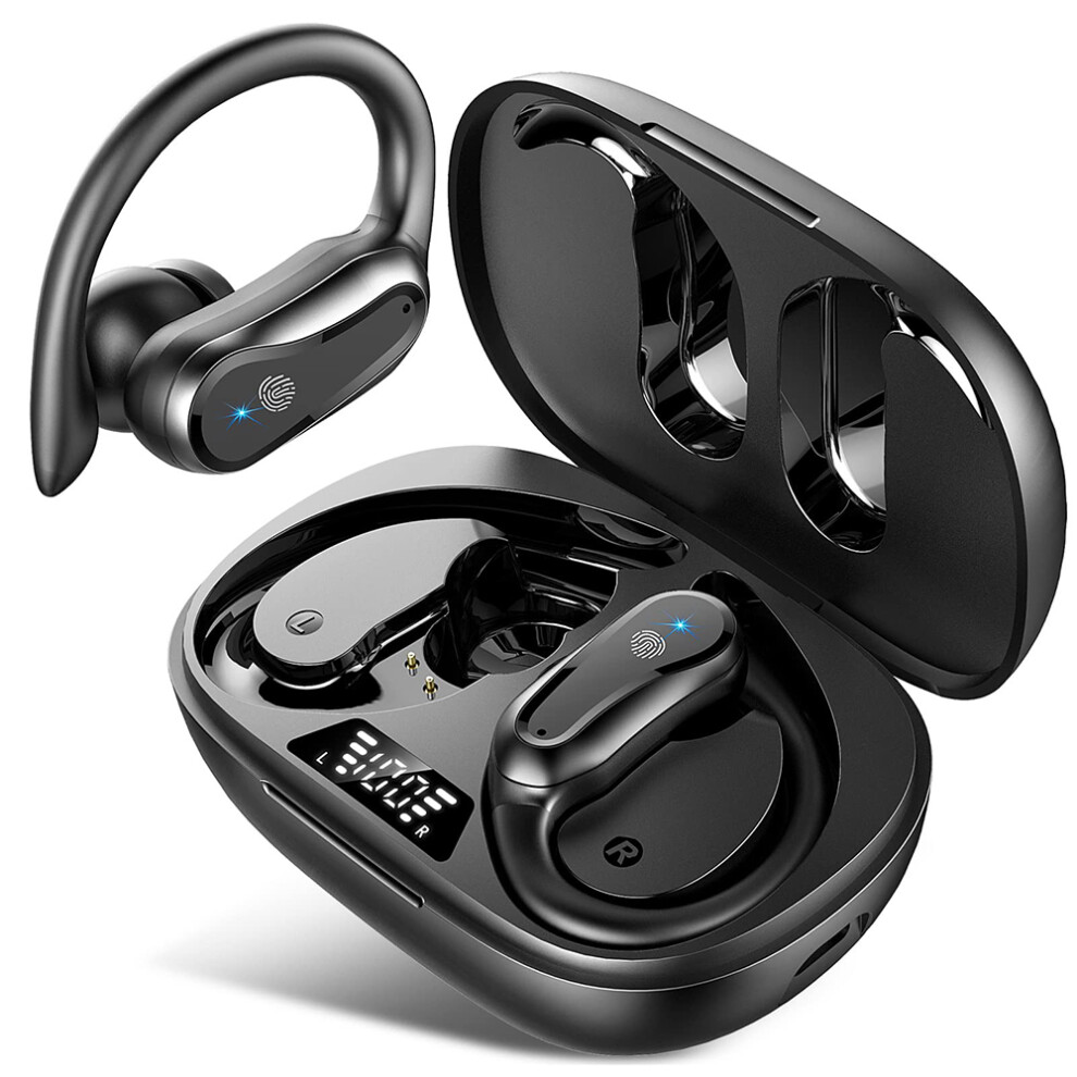 Black In-Ear Headphones Wireless Bluetooth Waterproof Led Charging Box Earbuds