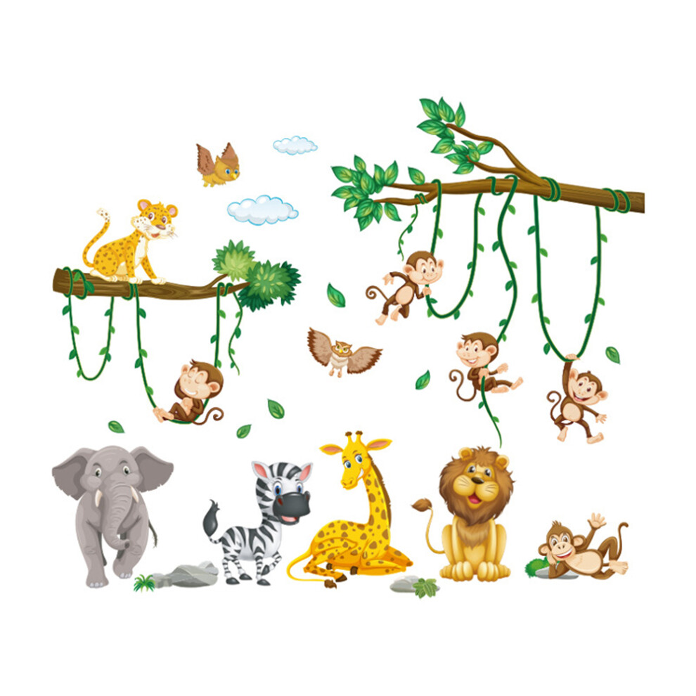 Wall sticker monkeys jungle animals vines wall stickers