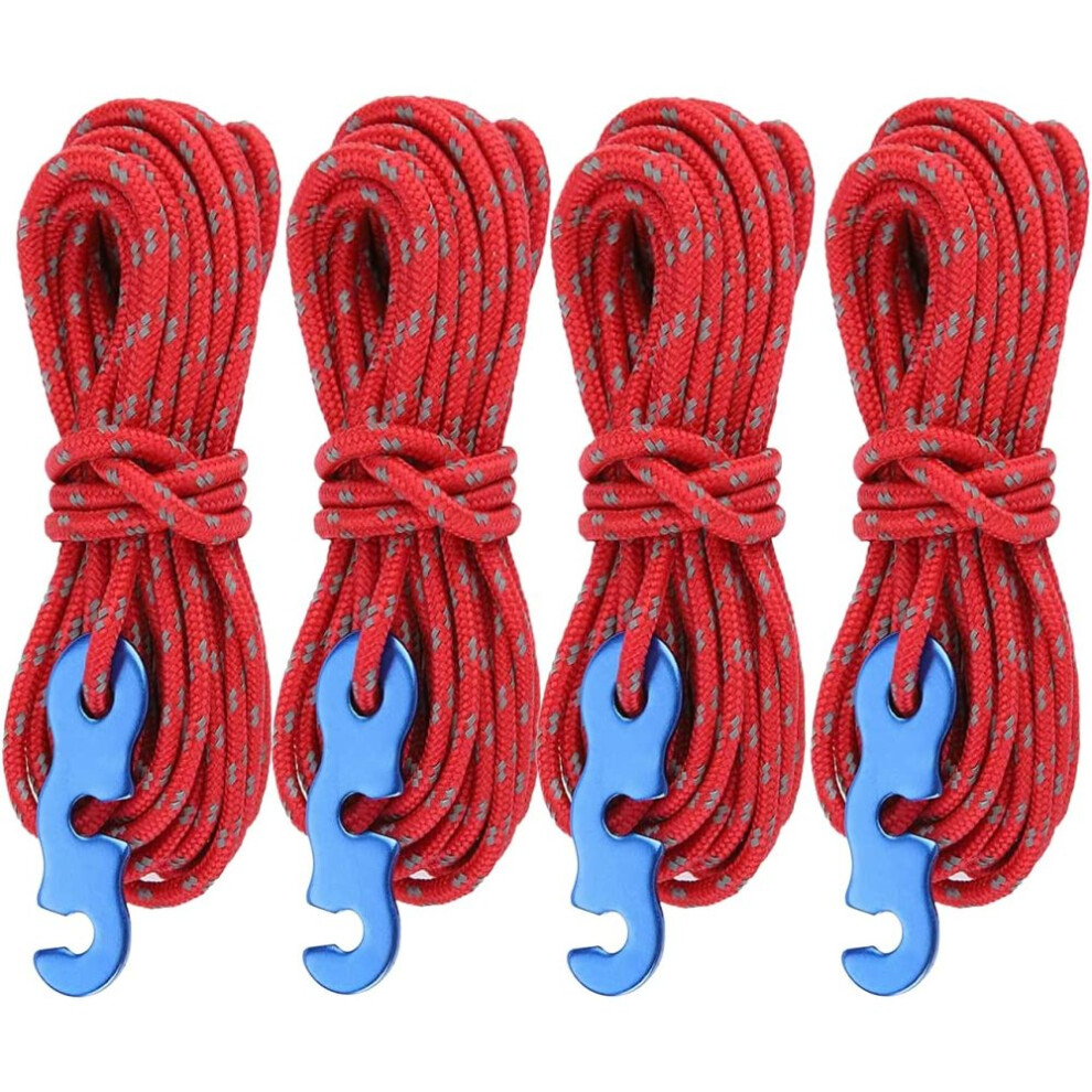 Black 4 Pieces Of Guy Ropes, 4 Meters Of Tent Cord, 3 Mm Camping Cord