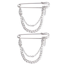 Elegant Simple Chain Brooch Stainless Steel Brooch for Girls Fashionable Lightweight Design No Gemstone