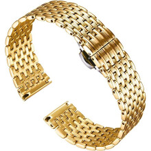 Pulseiras de relógio de aço inoxidável de malha, pulseira de substituição, pulseira polida