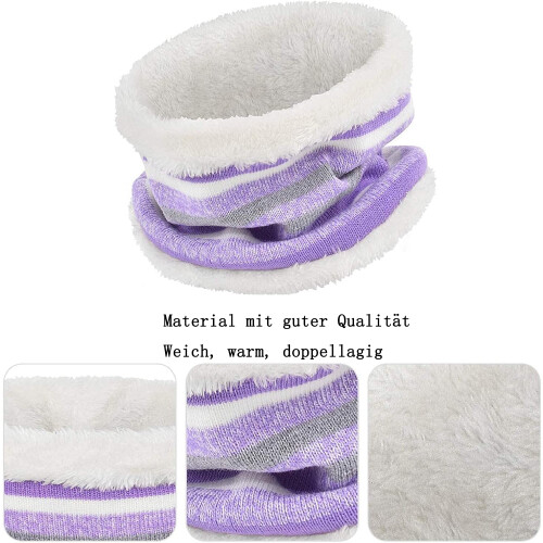 Conjunto de gorro e cachecol de malha quente de inverno 3 em 1 2