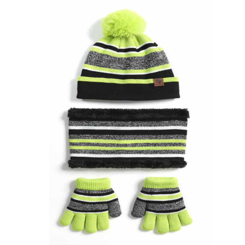 Conjunto de gorro e cachecol de malha quente de inverno 3 em 1 1
