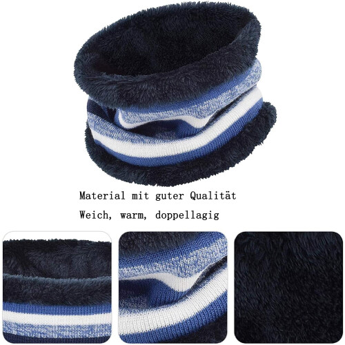 Conjunto de gorro e cachecol de malha quente de inverno 3 em 1 2