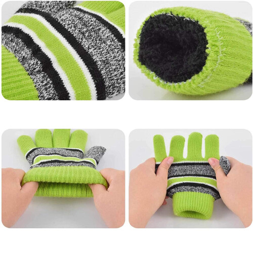 Conjunto de gorro e cachecol de malha quente de inverno 3 em 1 2