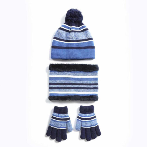Conjunto de gorro e cachecol de malha quente de inverno 3 em 1 1