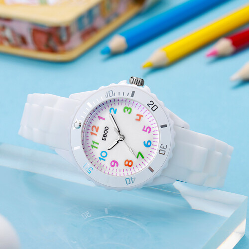 Relógio de pulso infantil meninos e meninas, relógio de quartzo com pulseira da moda 2