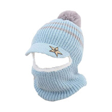 Chapéu de cachecol para bebê, forro quente, gorro de malha infantil, chapéu de inverno