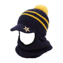 Chapéu de cachecol para bebê, forro quente, gorro de malha infantil, chapéu de inverno