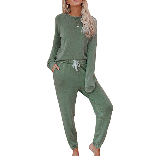 Conjunto de pijama feminino de duas peças e manga comprida