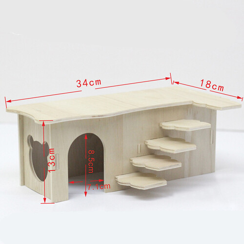Casa de madeira para hamster, casa com várias câmaras, playground 2