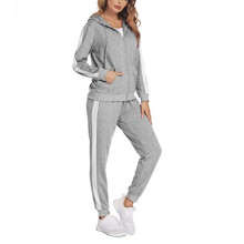 Conjunto de agasalho feminino de duas peças, traje esportivo feminino, traje de lazer