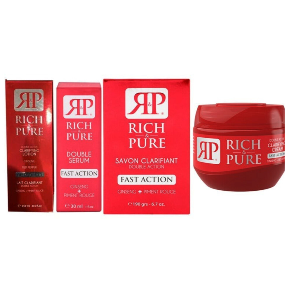 Rich & Pure Double Active Clarifying Body Lotion+Body Cream+ Face Serum+Body Soap (set of 4)-image-OPC-PJV99CQ-NEW