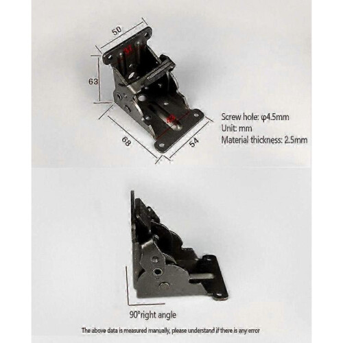 2-Piece Foldable Support Bracket with Self-Locking Mechanism, Hinge for Foldable Furniture Table Legs