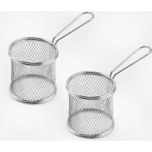 Stainless Steel Mini Frying Basket Set, 2-Piece Small Food Strainer for Chips and Snacks