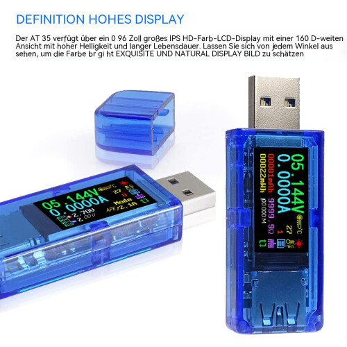 USB 3.0-tester, multimeter, 3,7-30 V, 0-4 A, USB-spanningstester AT34 2