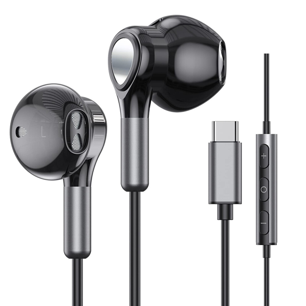 Schwarz Usb-C Kopfhörer Mit Mikrofon In-Ear Kopfhörer Mit Kabel Ohrhörer