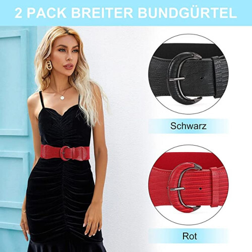 2 Stück Taillengürtel Damen elastischer Gürtel Vintage Hüftgürtel 2