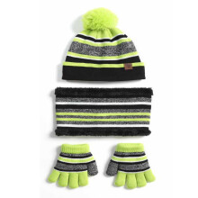 Winter warm Strickmütze Schal Handschuhe Set 3-in-1 Mütze Winter-Set