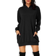 Damen Hoodie Winter Langarm Mantel Kapuzenpullover mit Taschen