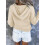 Kapuzenpullover Damen Knopfleiste Hoodie Pullover Langarm Herbst 4