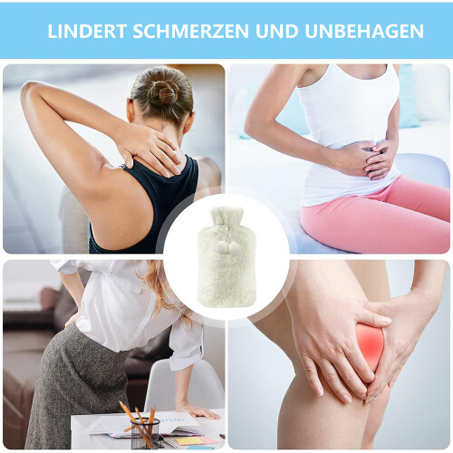 Wärmflasche,Bettflasche mit Bezug, Weiche Flaum Wärmeflasche 2