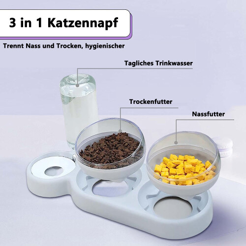 3 in 1 Katzennäpf Hundenäpf,Futterschüssel Katze Hunde 2