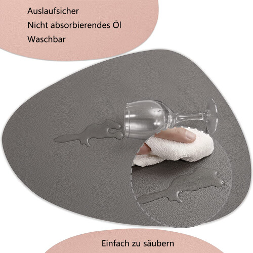 Tischsets Untersetzer, Abwaschbar doppelseitigen Kunstleder 1
