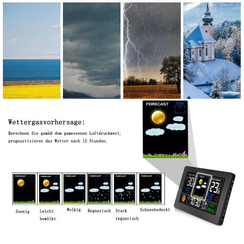 Wetterstation mit Sensor Wireless Digital Wecker Barometer 2
