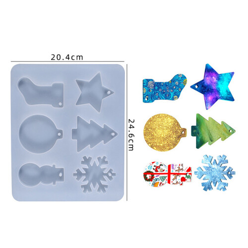 Weihnachten Resin Silikonform, DIY Weihnachtsanhänger Gießform 1