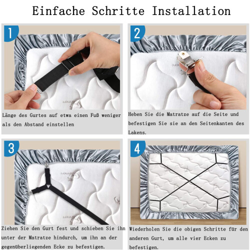 Elastische Bettlakenspanner Bettlakenklammer, Schwarz, 2 Stück 2