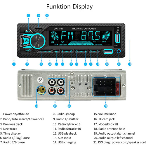Autoradio mit Sprachsteuerung /FM/AM 5.1 Bluetooth Autoplayer 2