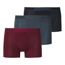 (Deep Rouge, Desert Sky, Mil Denim, XL) Tommy Hilfiger Mens Trunks 3 Pack Hilfiger Monotype Repeat Logo Stretch Trunks
