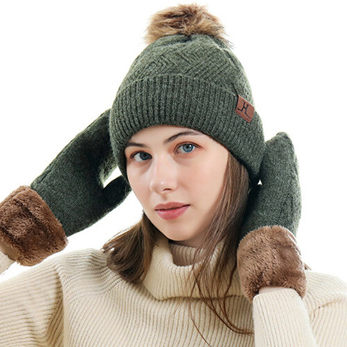 Mütze Handschuhe Schal Set für Damen Mädchen 2