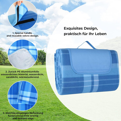 Wasserdicht Picknickdecke, Picknick-Matte mit Tragegriff 2