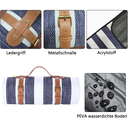 Picknickdecke, Wasserdicht, Tragbare Extra große Stranddecke 2