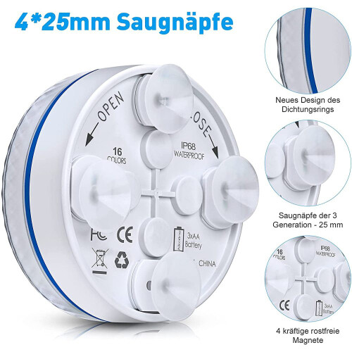 Luz subacuática, 13 luces LED de mesa impermeables, con imán 2