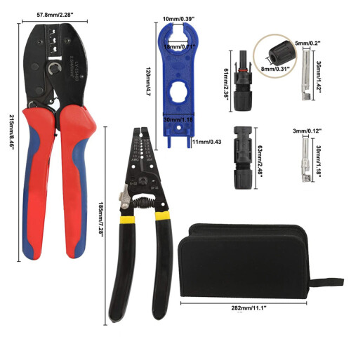 Juego de alicates pelacables solares, herramientas de crimpado + conector de cable 2