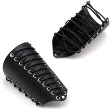 Protectores de brazo de PU, brazaletes, muñequeras, protección de brazo negra