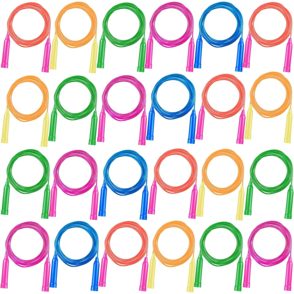24 Pack Colorful Jump Ropes,7.3 Feet Jump Rope for Kids,Adjustable Outdoor Jump Ropes Skipping Rope,PVC Jumping Ropes Great Party Favor Sports