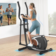 Neezee Elliptical Cross Trainer For Home Use, Ultra-Quiet Compact Cross Trainer, 16 Levels of Magnetic Resistance Elliptical Machine, Pulse Sensors,
